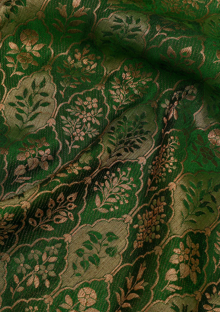 Bottle Green Zariwork Pure Silk Saree