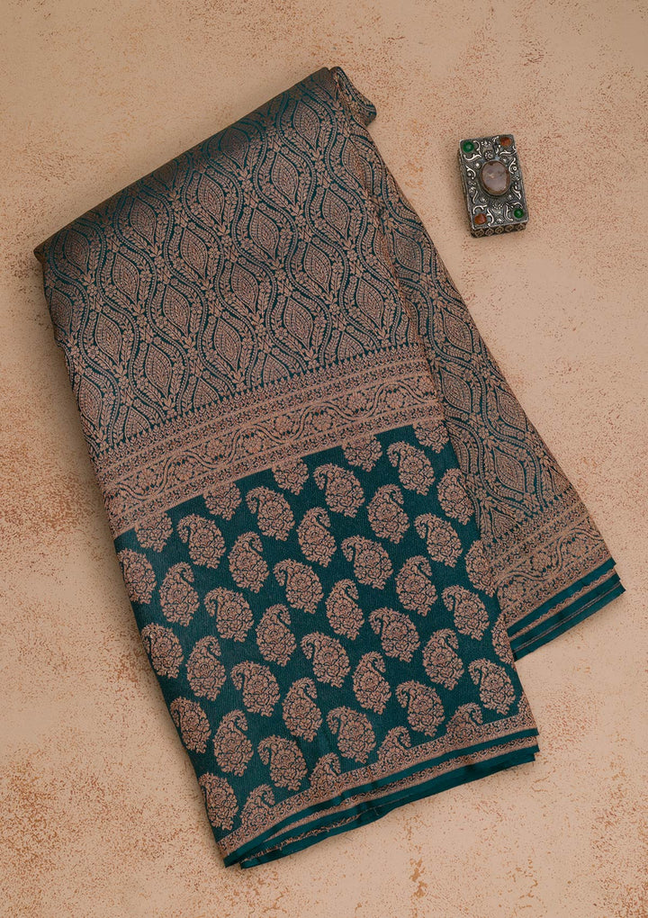 Bottle Green Zariwork Banarasi Pure Silk Saree