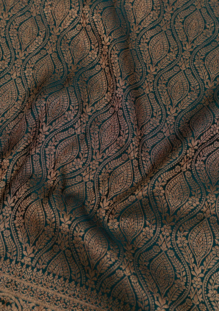 Bottle Green Zariwork Banarasi Pure Silk Saree