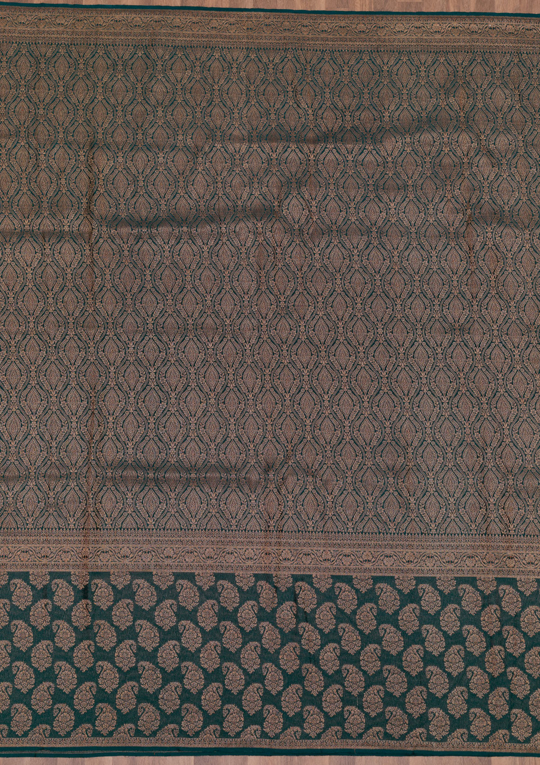 Bottle Green Zariwork Banarasi Pure Silk Saree
