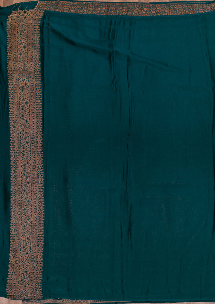 Bottle Green Zariwork Banarasi Pure Silk Saree