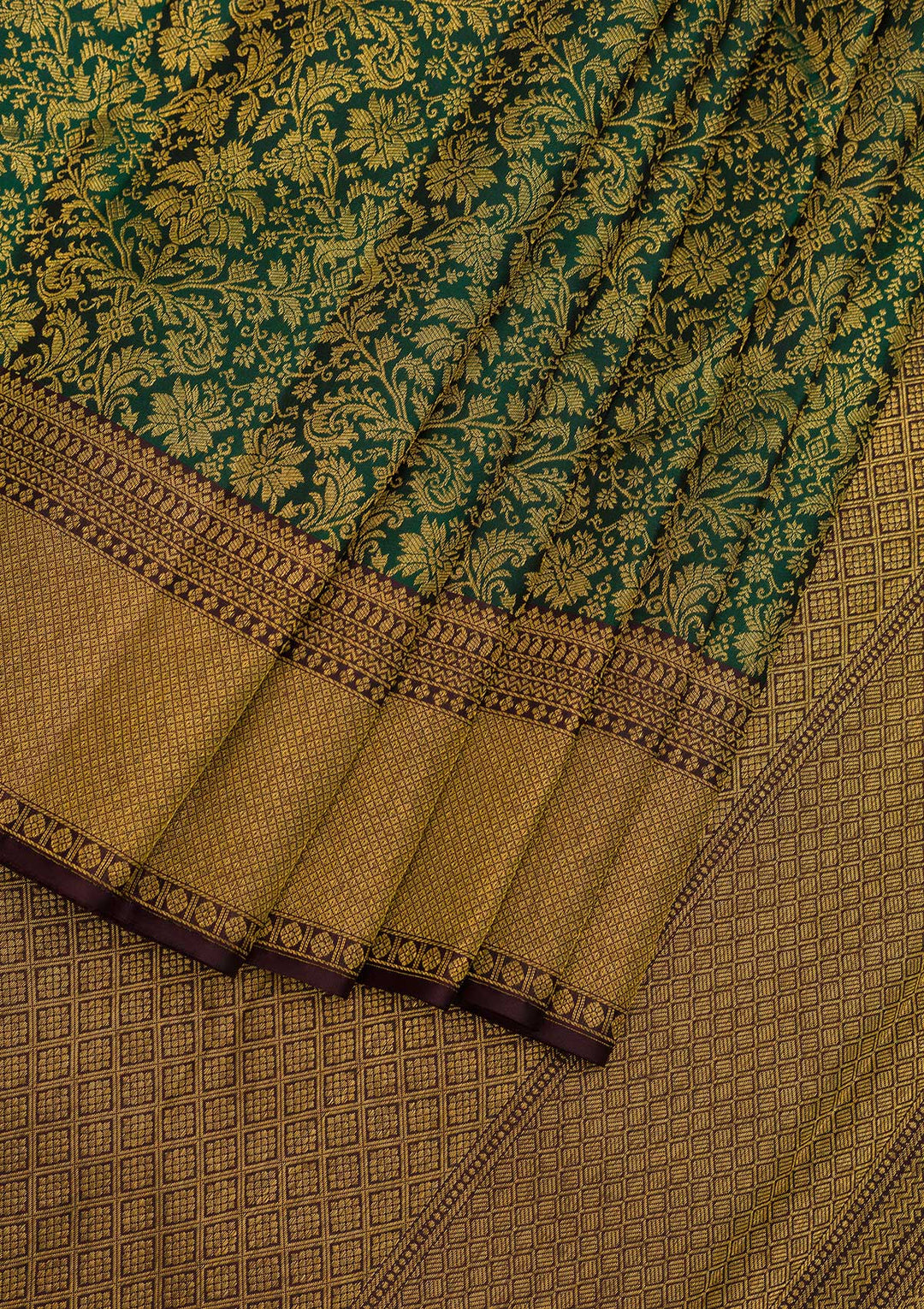 Bottle Green Zariwork Pure Silk Saree