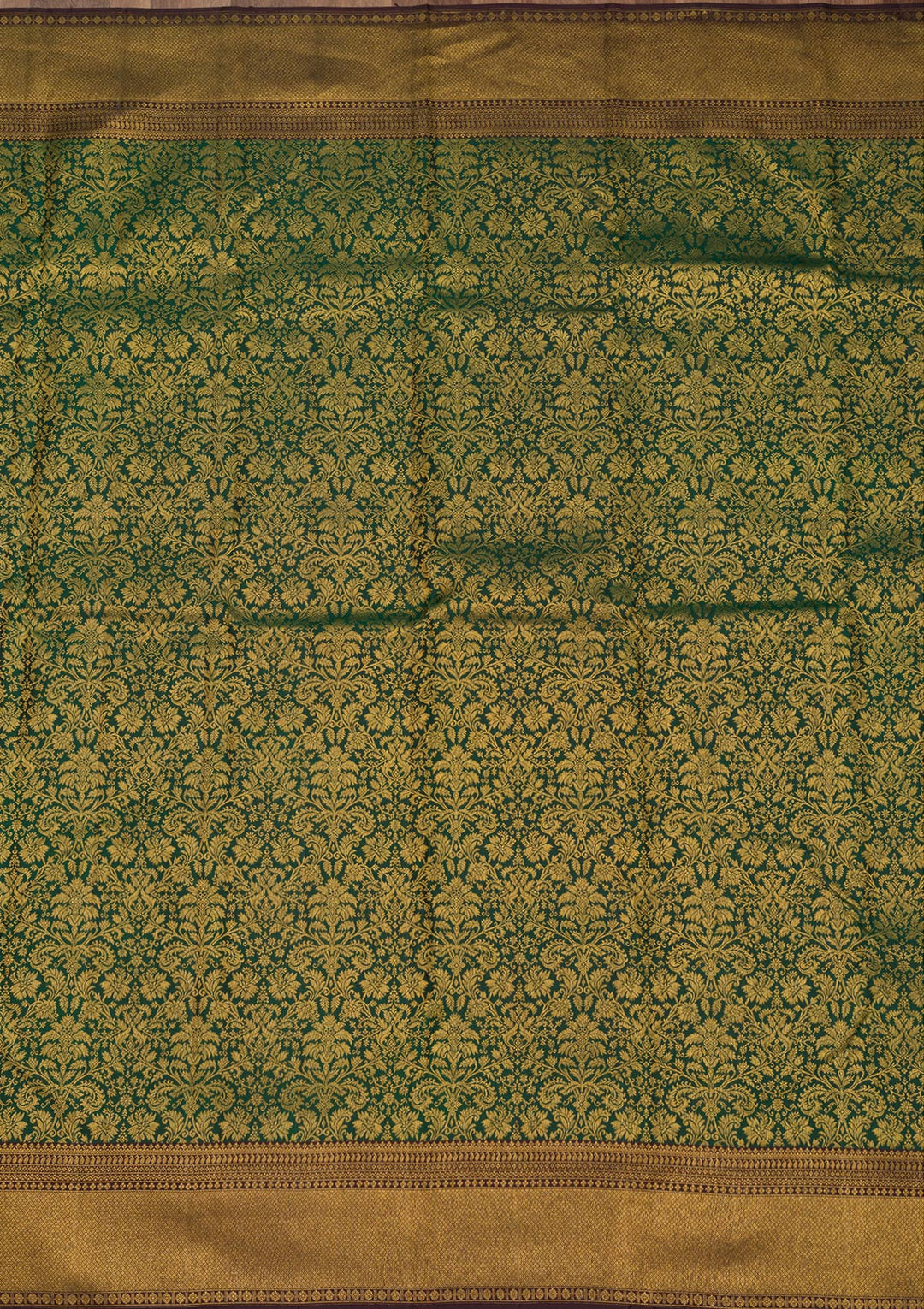 Bottle Green Zariwork Pure Silk Saree