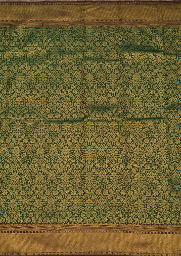 Bottle Green Zariwork Pure Silk Saree