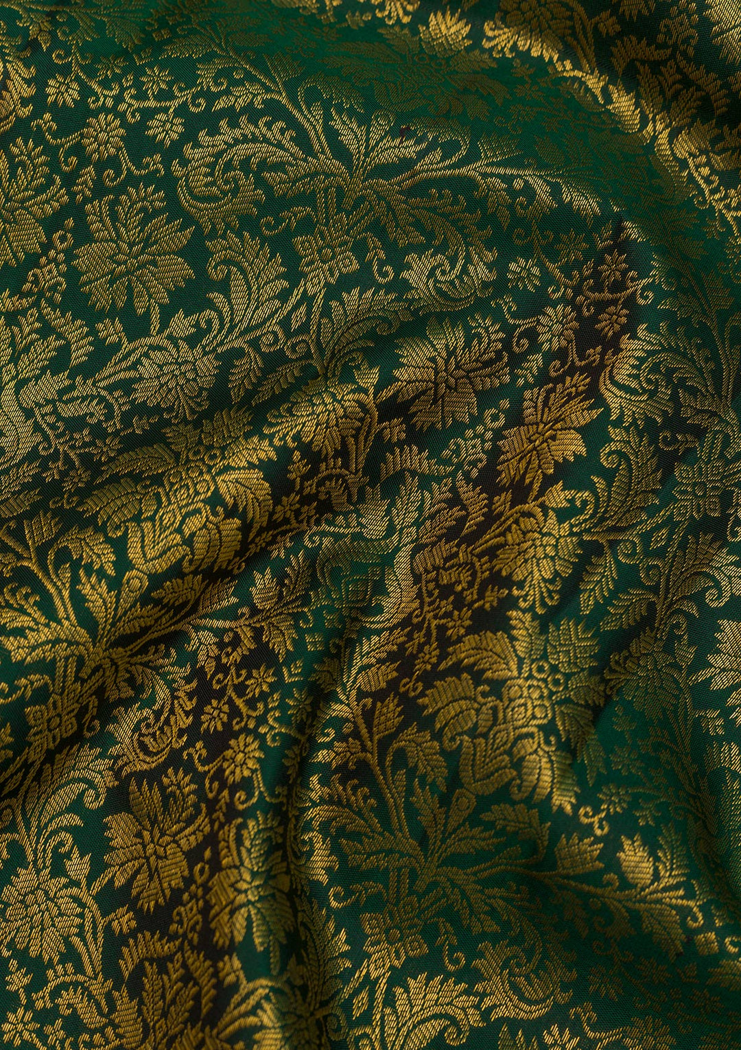 Bottle Green Zariwork Pure Silk Saree