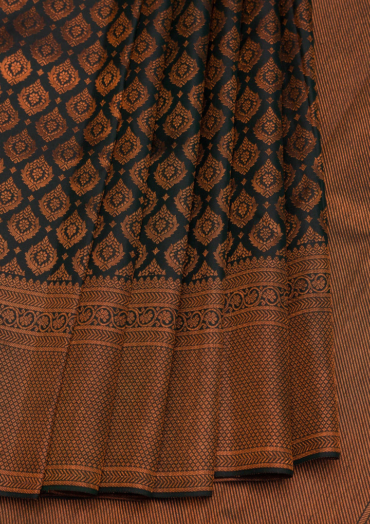 Bottle Green Zariwork Pure Silk Saree