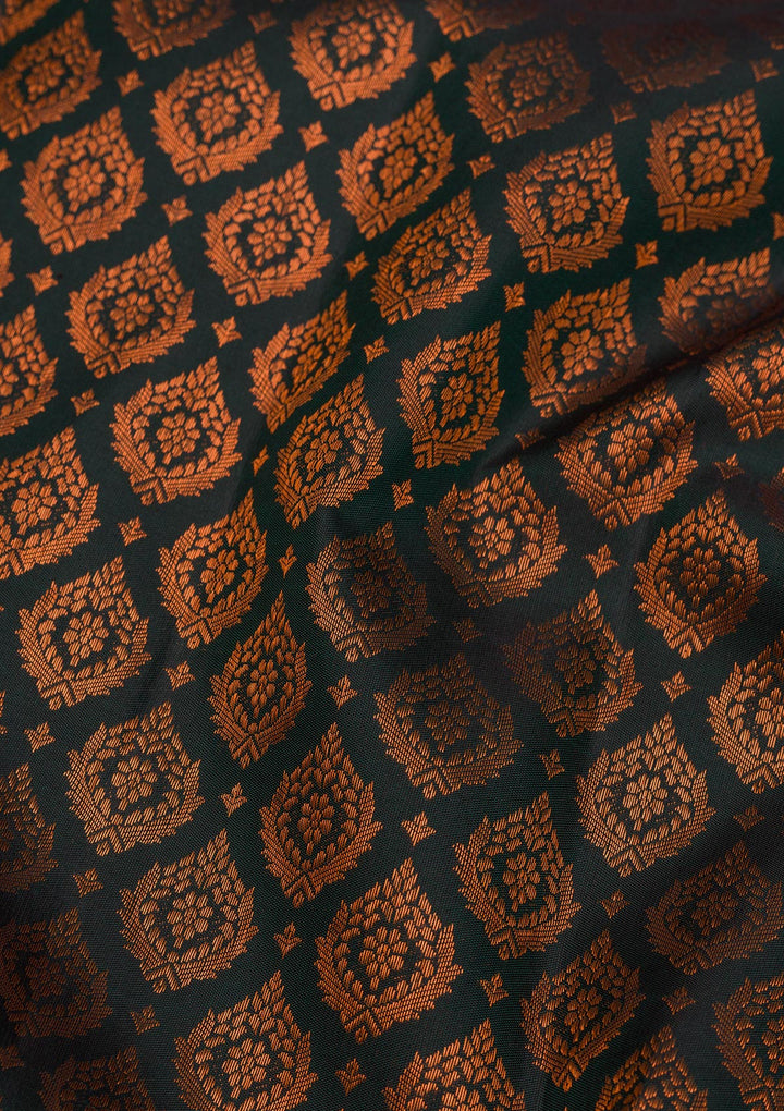 Bottle Green Zariwork Pure Silk Saree