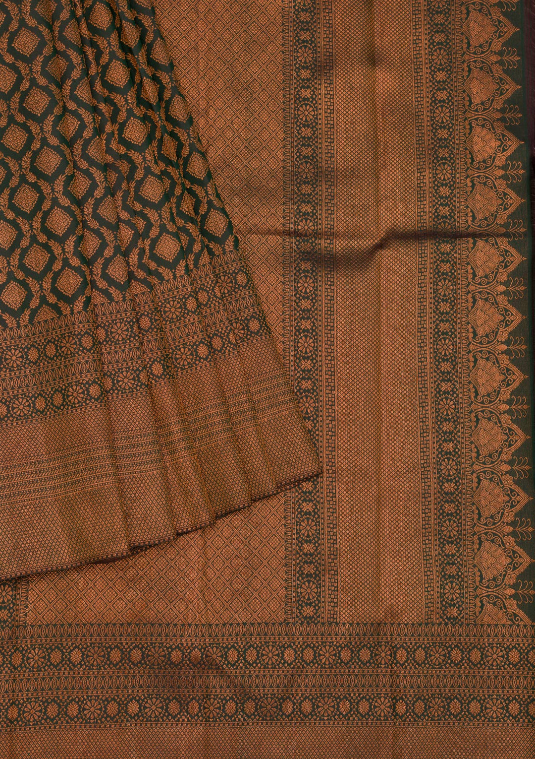 Bottle Green Zariwork Pure Silk Saree