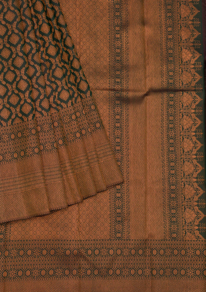 Bottle Green Zariwork Pure Silk Saree