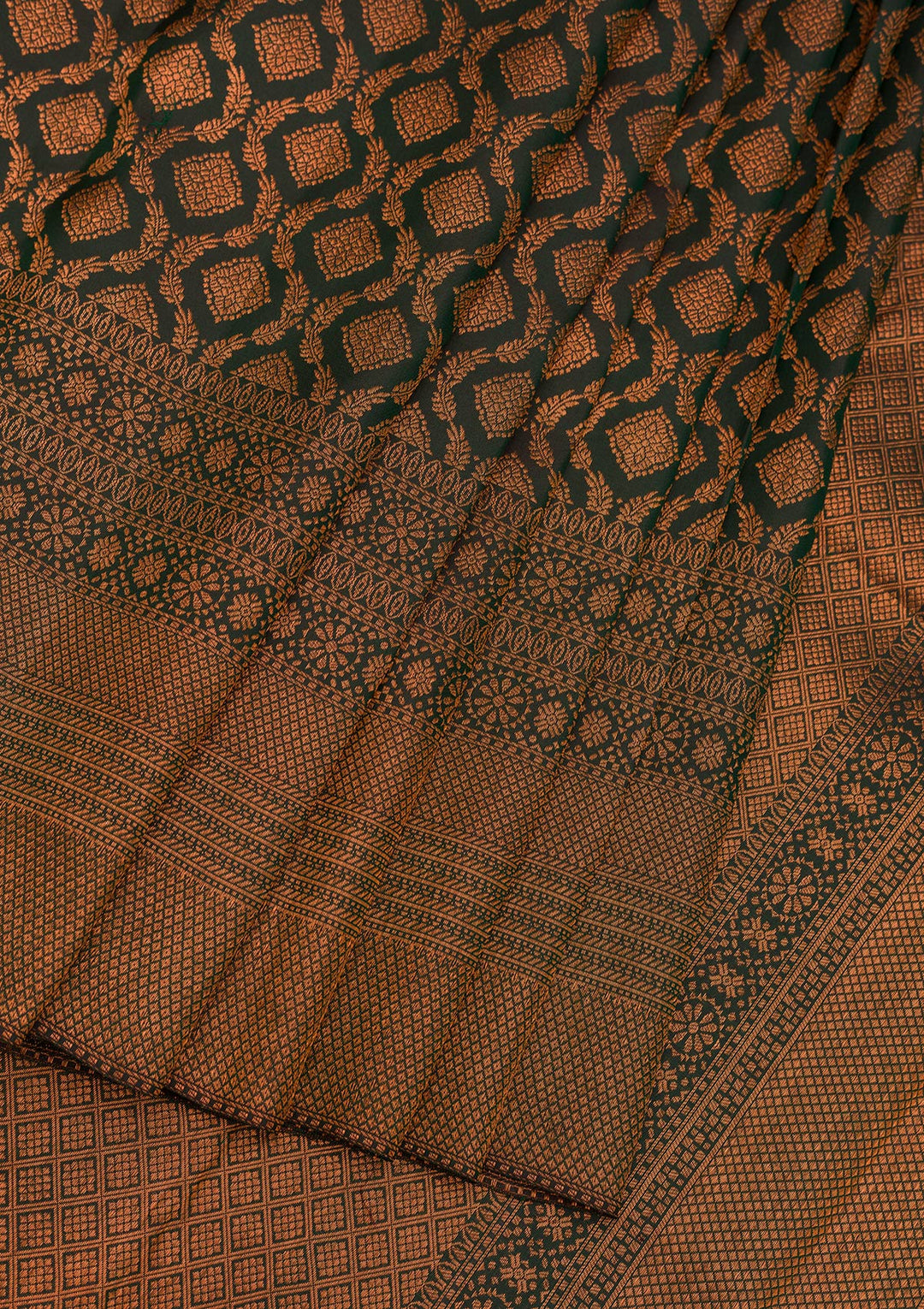 Bottle Green Zariwork Pure Silk Saree