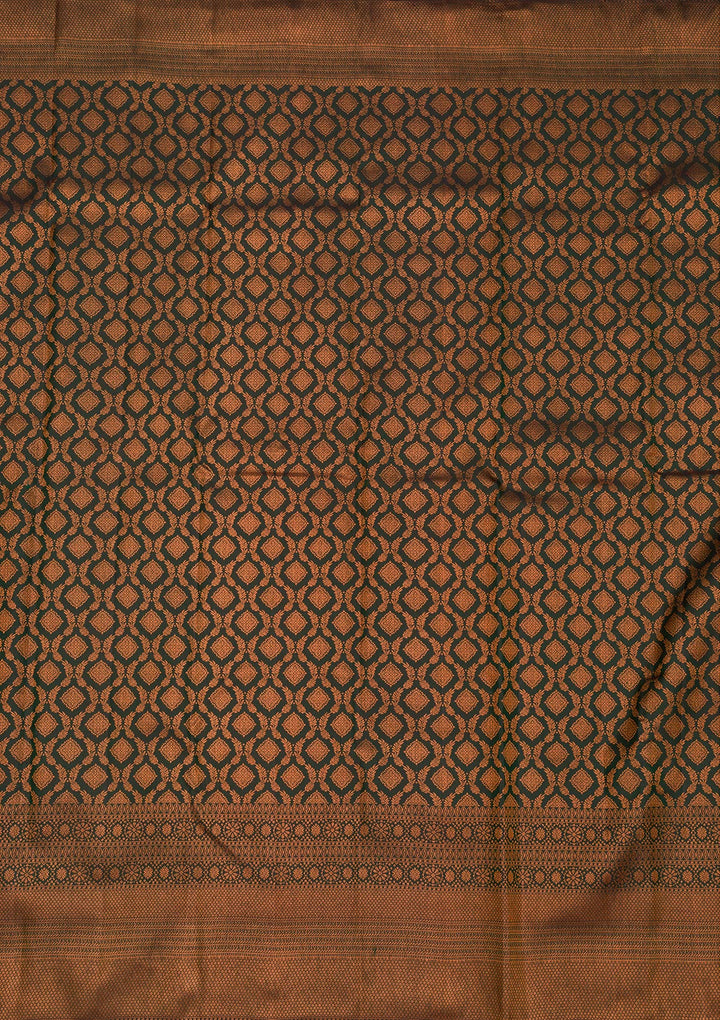Bottle Green Zariwork Pure Silk Saree