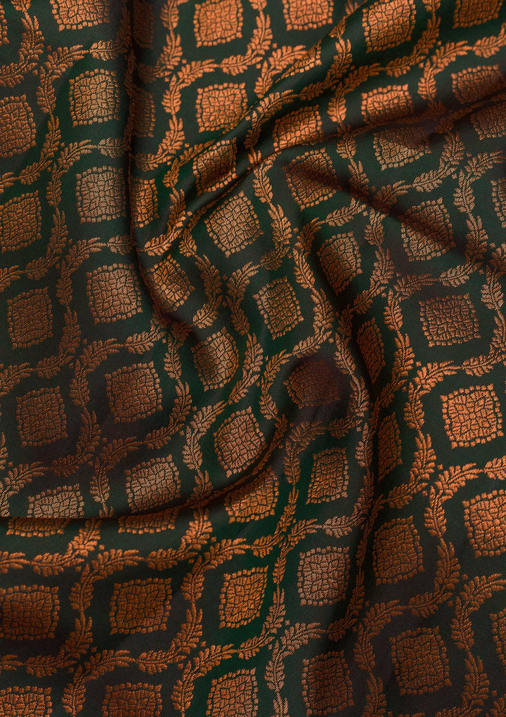 Bottle Green Zariwork Pure Silk Saree