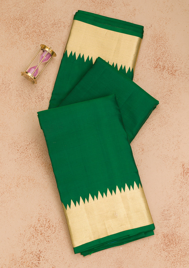Bottle Green Zariwork Pure Silk Saree