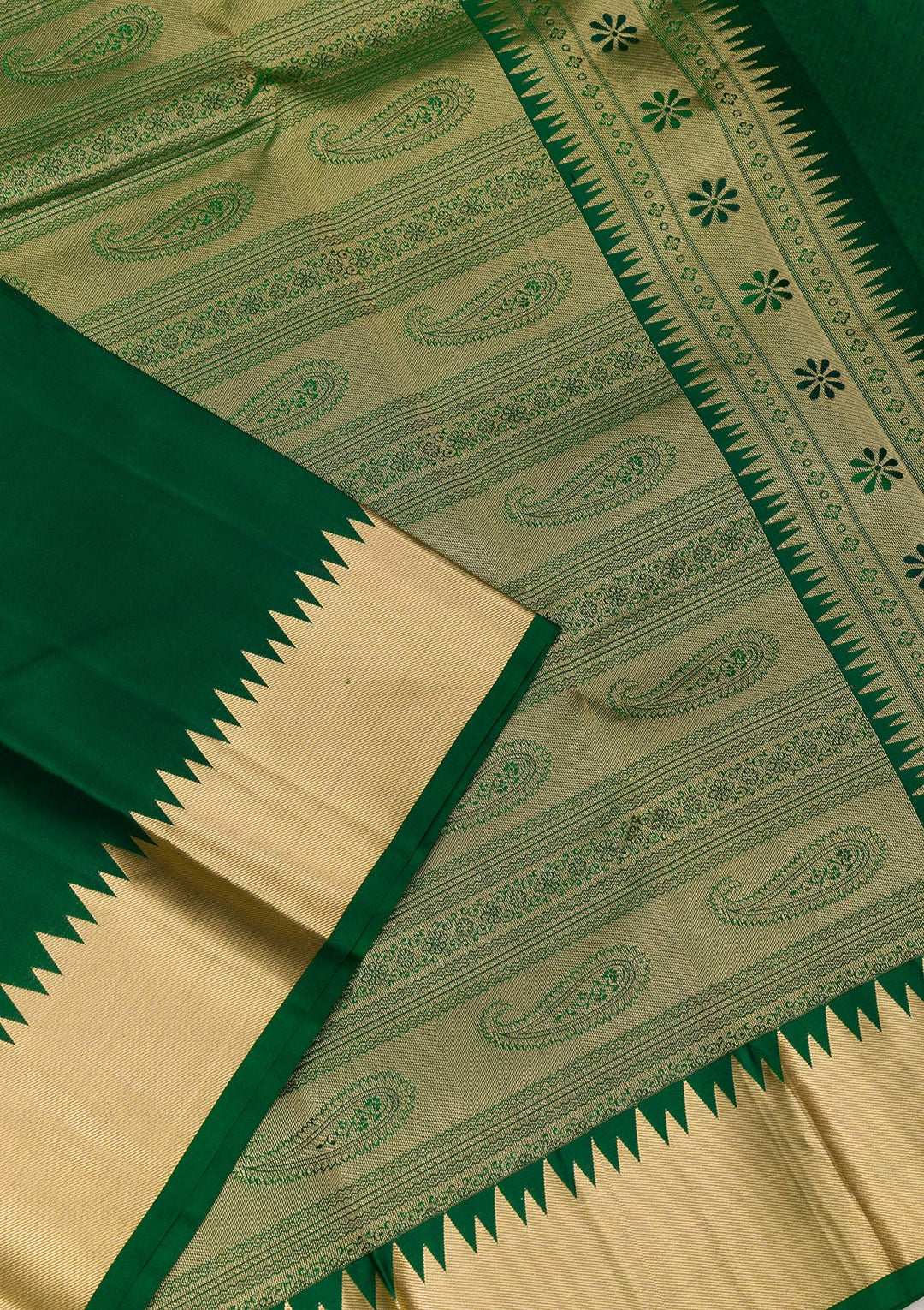 Bottle Green Zariwork Pure Silk Saree