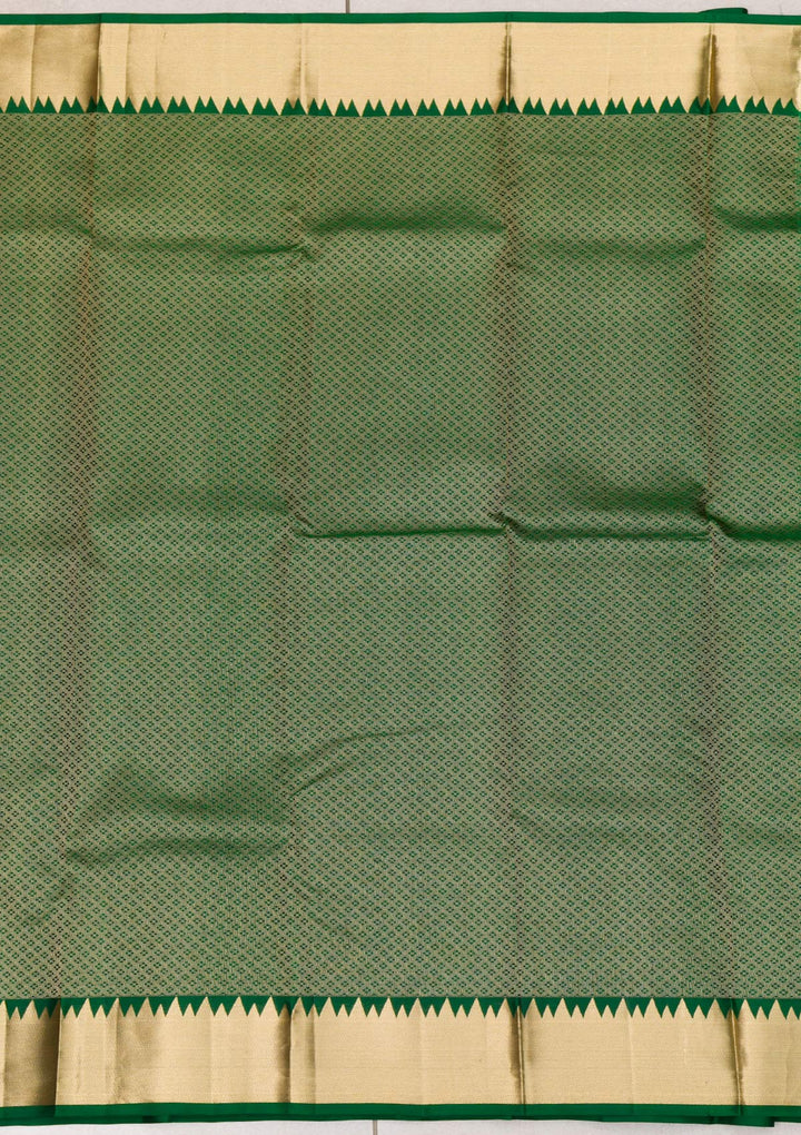 Bottle Green Zariwork Pure Silk Saree
