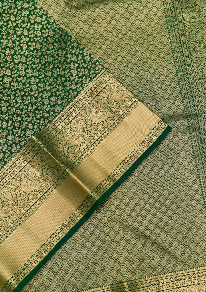 Bottle Green Zariwork Kanjivaram Pure Silk Saree
