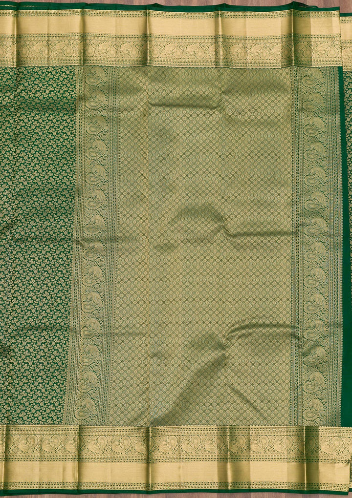 Bottle Green Zariwork Kanjivaram Pure Silk Saree