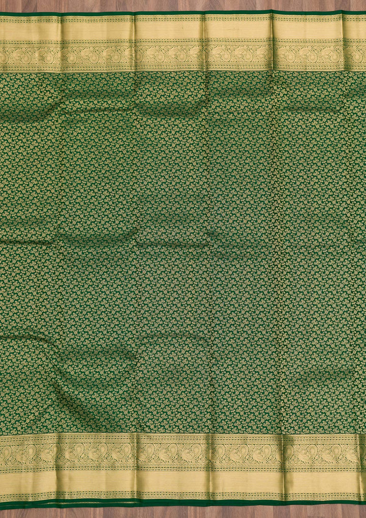 Bottle Green Zariwork Kanjivaram Pure Silk Saree
