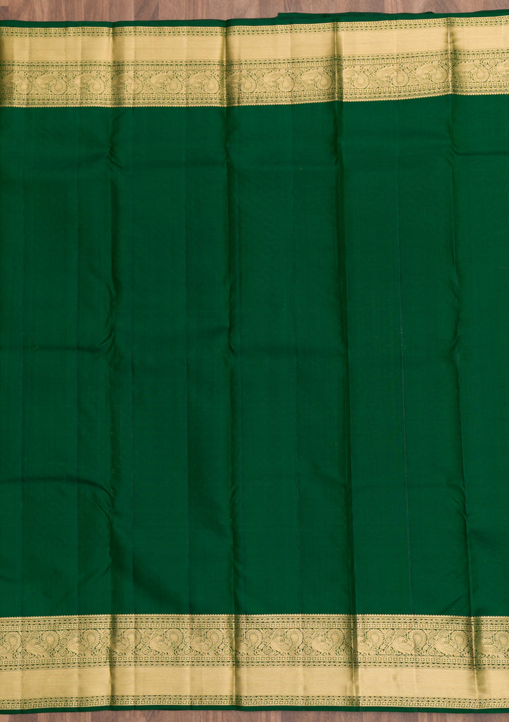 Bottle Green Zariwork Kanjivaram Pure Silk Saree