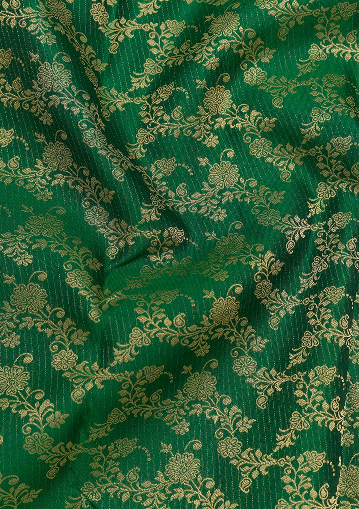 Bottle Green Zariwork Pure Silk Saree