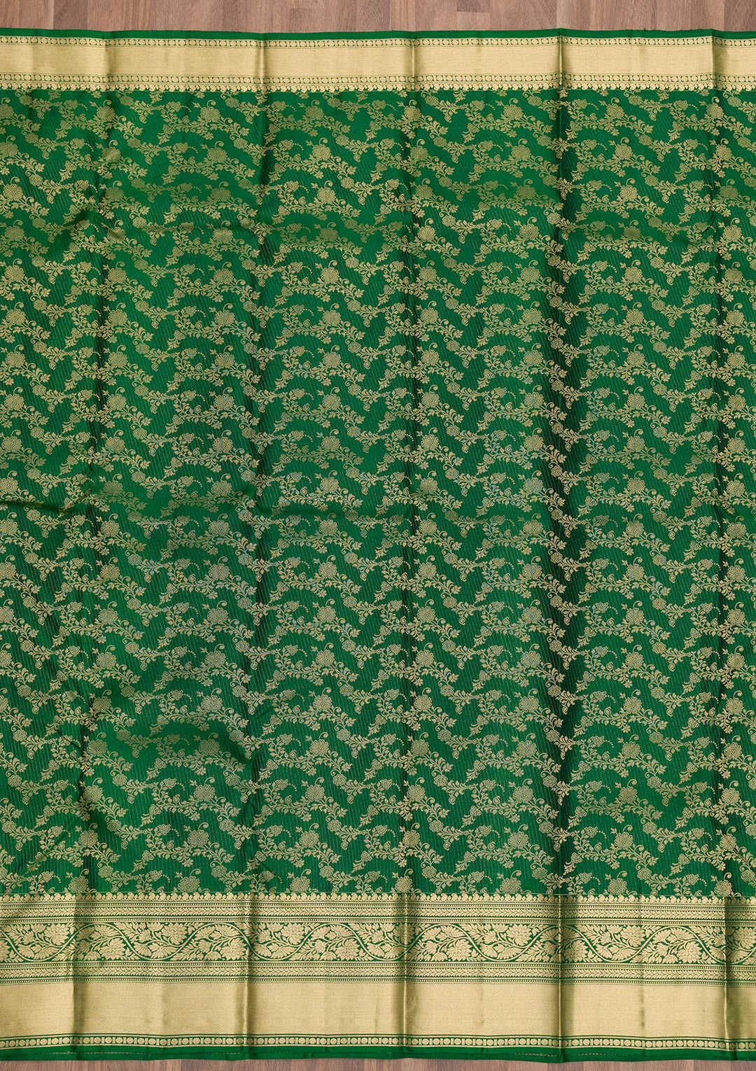 Bottle Green Zariwork Pure Silk Saree