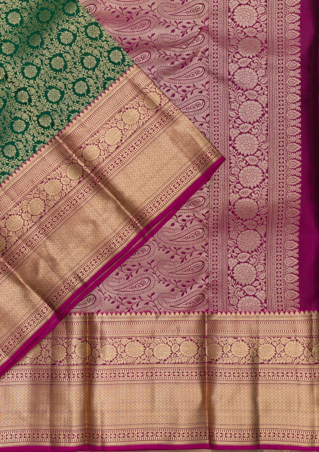 Bottle Green Zariwork Banarasi Pure Silk Saree