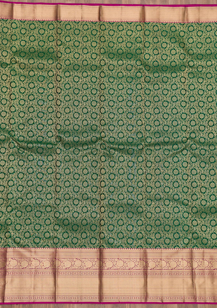 Bottle Green Zariwork Banarasi Pure Silk Saree