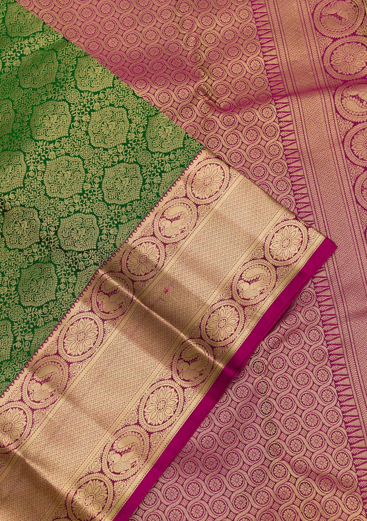 Bottle Green Zariwork Pure Silk Saree