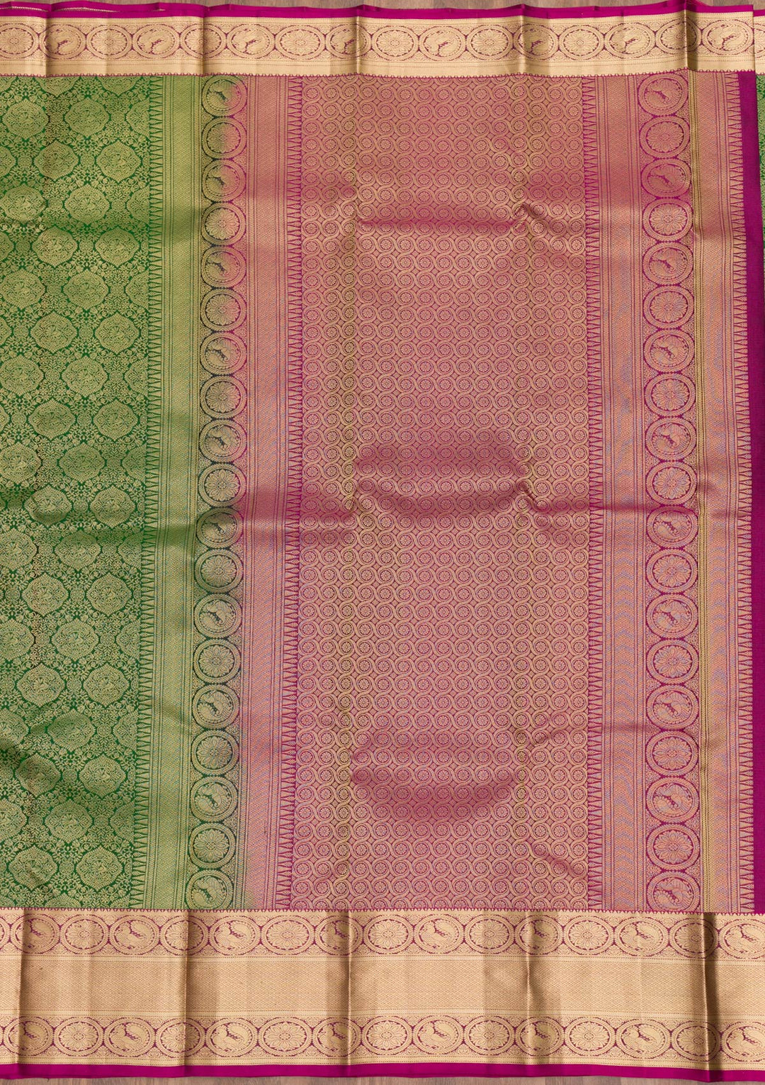 Bottle Green Zariwork Pure Silk Saree