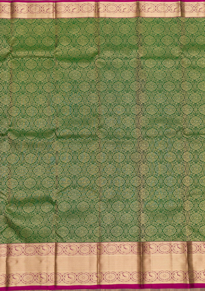 Bottle Green Zariwork Pure Silk Saree