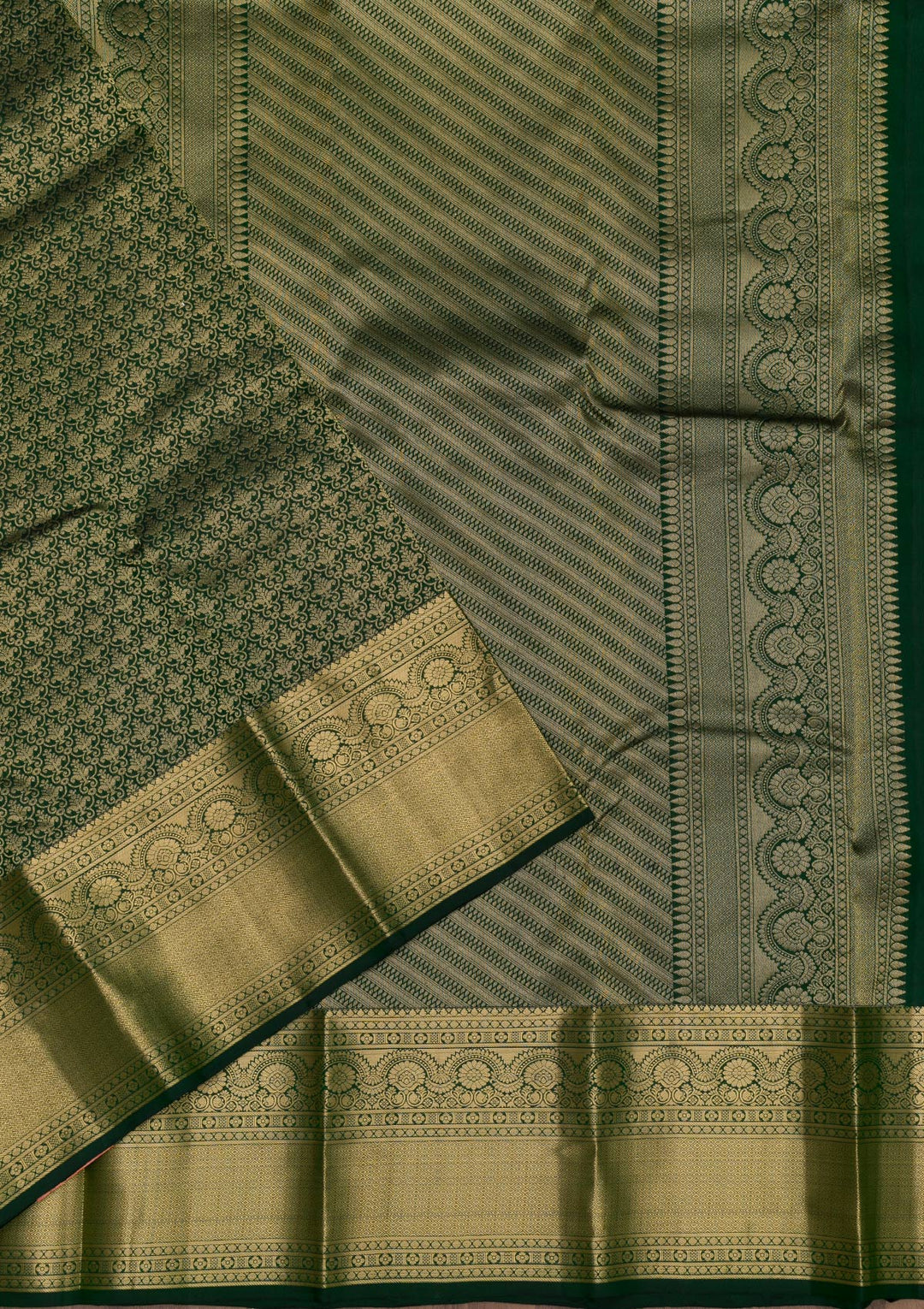 Bottle Green Zariwork Banarasi Pure Silk Saree