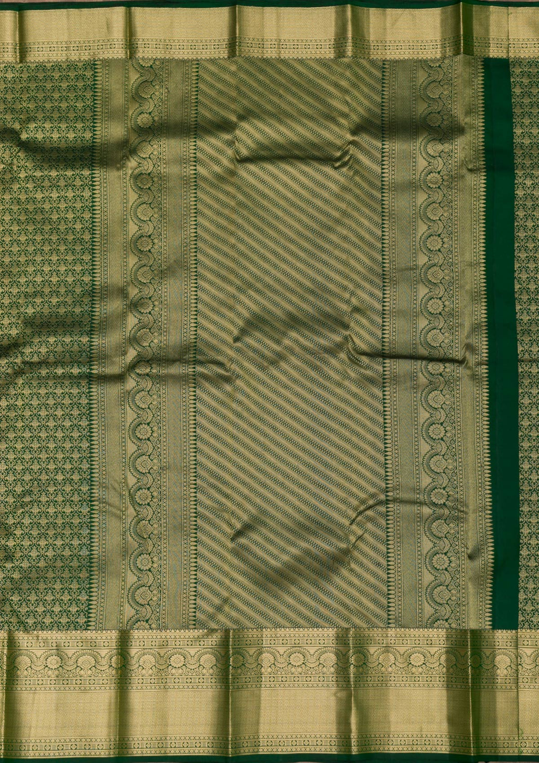 Bottle Green Zariwork Banarasi Pure Silk Saree