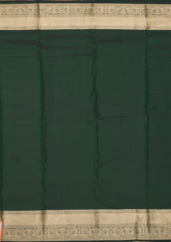 Bottle Green Zariwork Pure Silk Saree