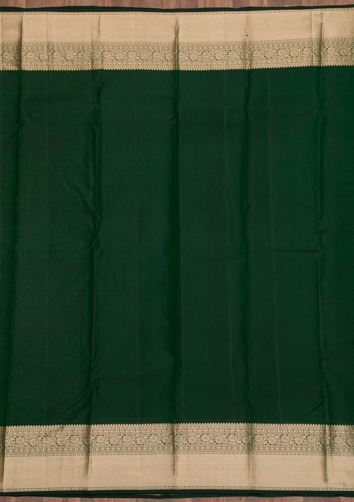 Bottle Green Zariwork Pure Silk Saree