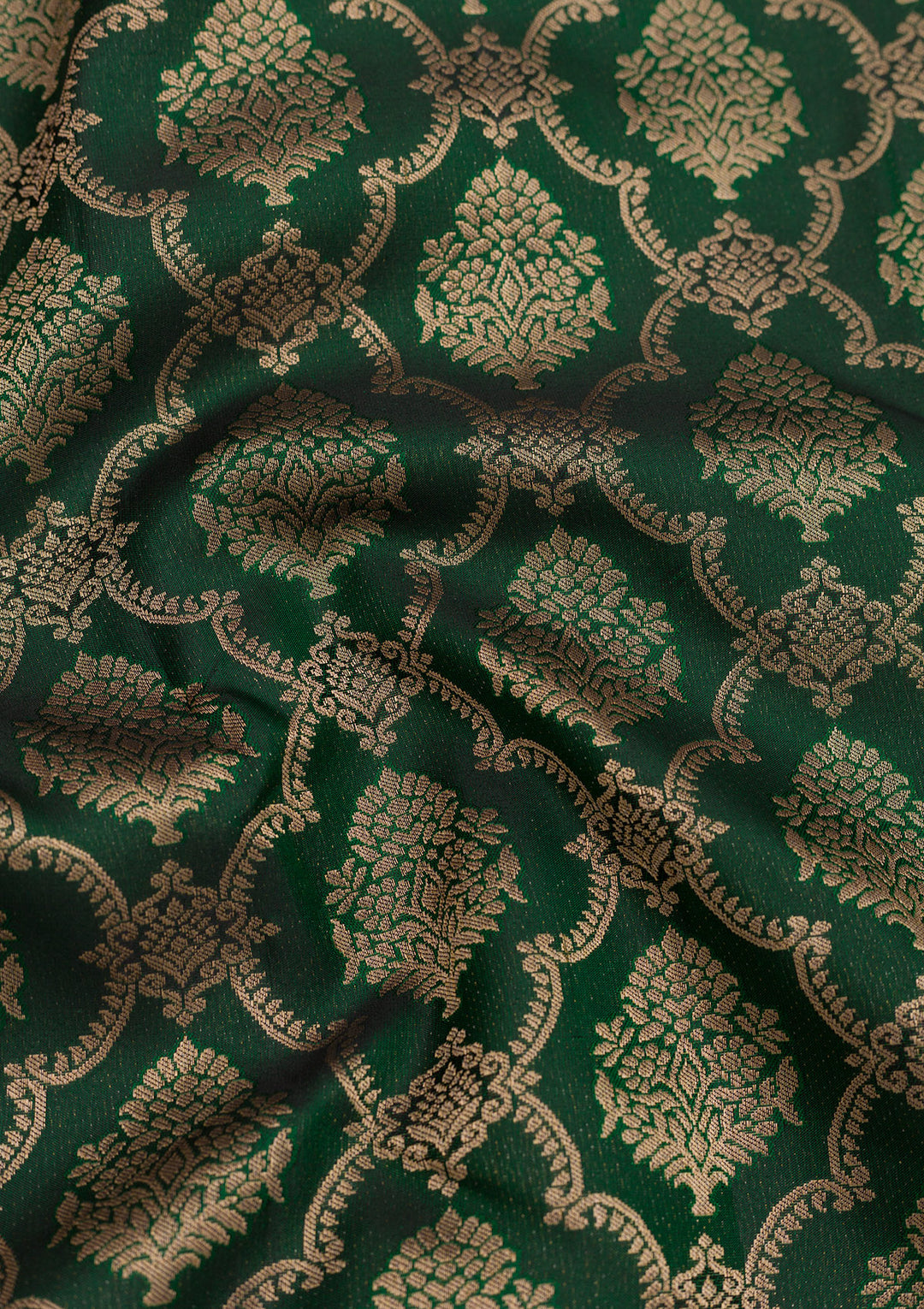 Bottle Green Zariwork Pure Silk Saree