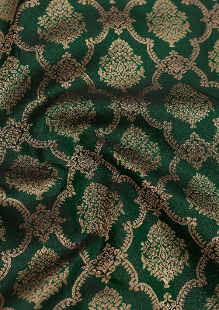 Bottle Green Zariwork Pure Silk Saree