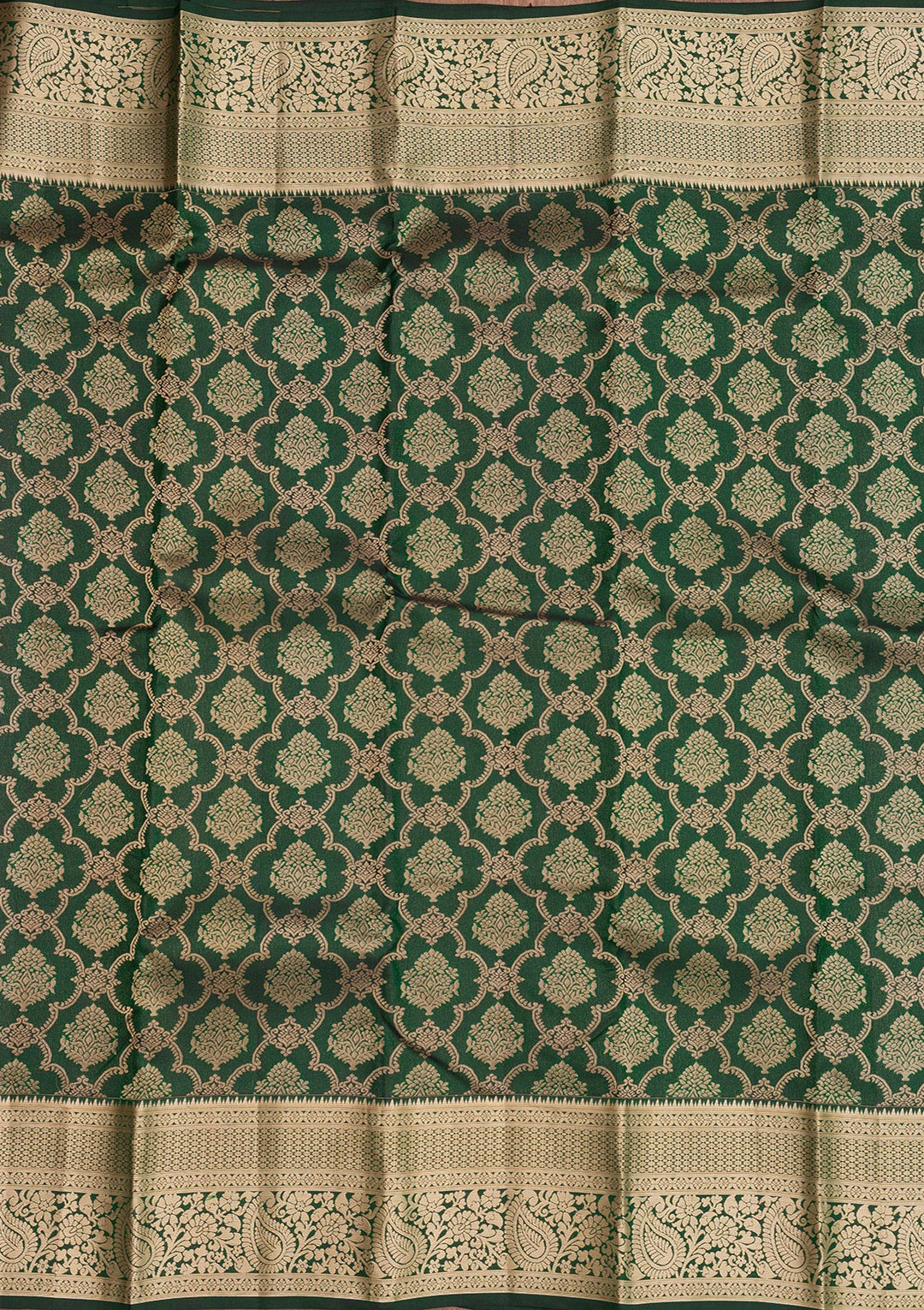 Bottle Green Zariwork Pure Silk Saree