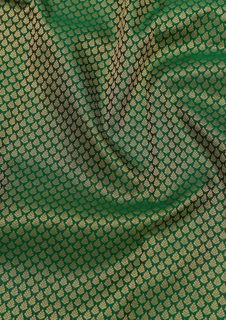 Bottle Green Zariwork Pure Silk Saree