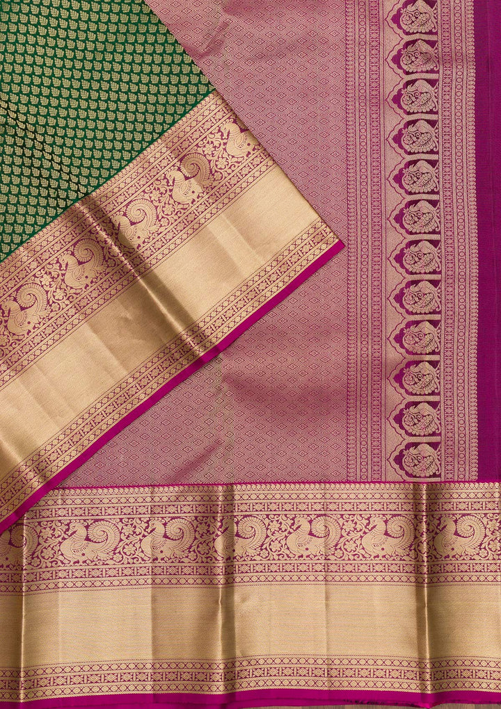 Bottle Green Zariwork Pure Silk Saree