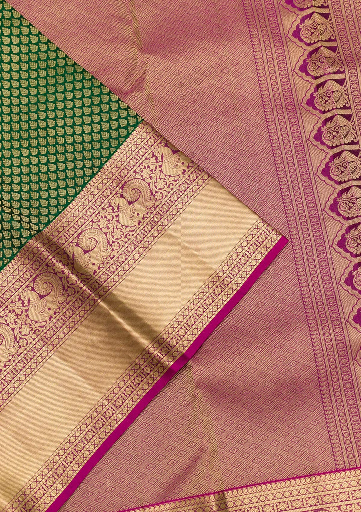 Bottle Green Zariwork Pure Silk Saree