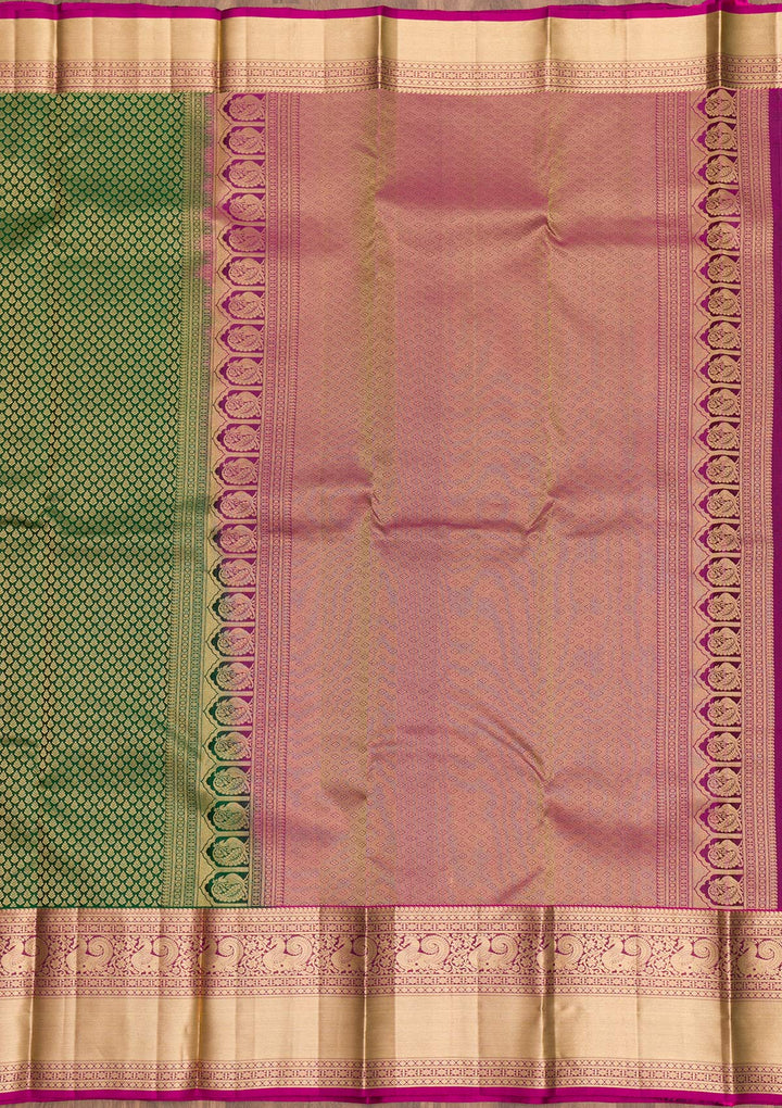 Bottle Green Zariwork Pure Silk Saree
