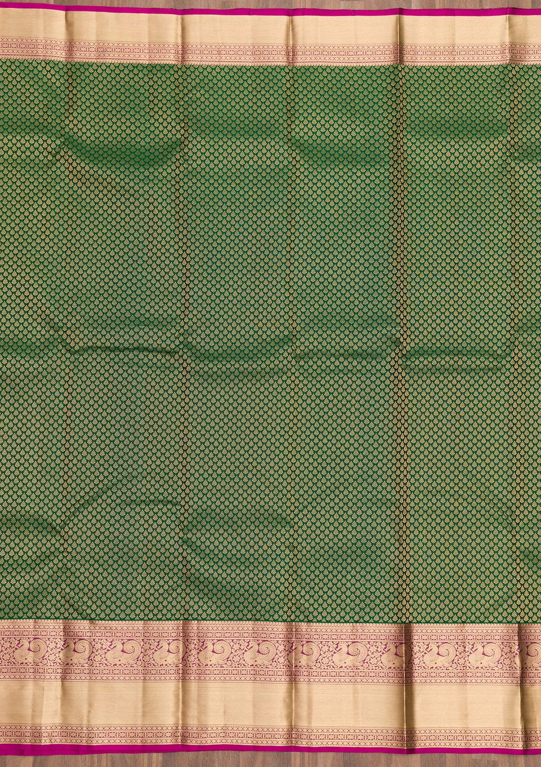 Bottle Green Zariwork Pure Silk Saree