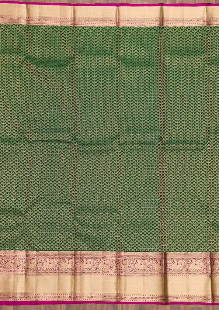Bottle Green Zariwork Pure Silk Saree