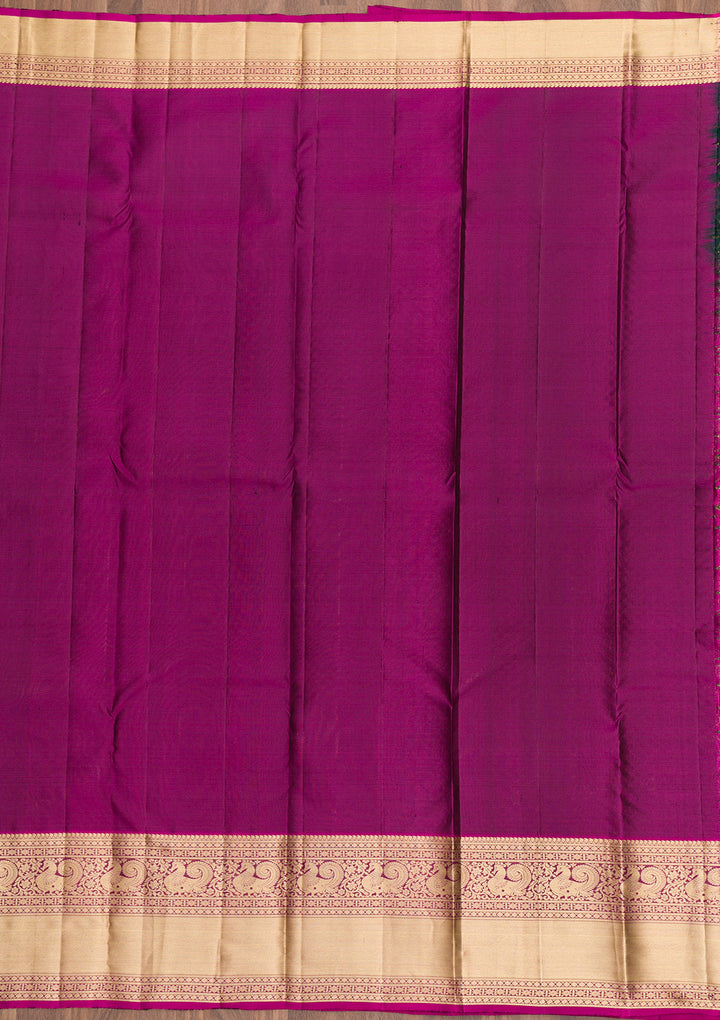 Bottle Green Zariwork Pure Silk Saree