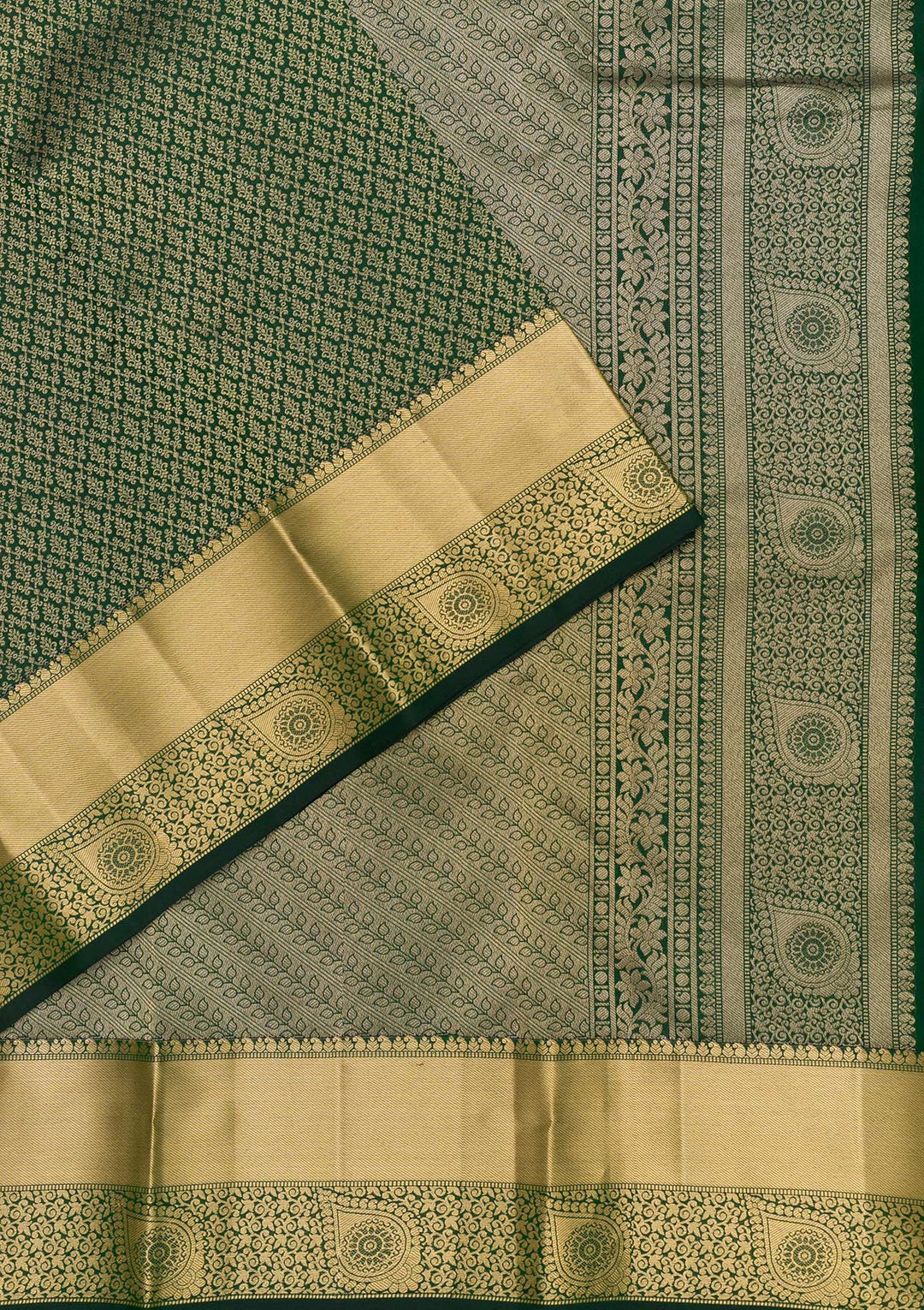 Bottle Green Zariwork Pure Silk Saree
