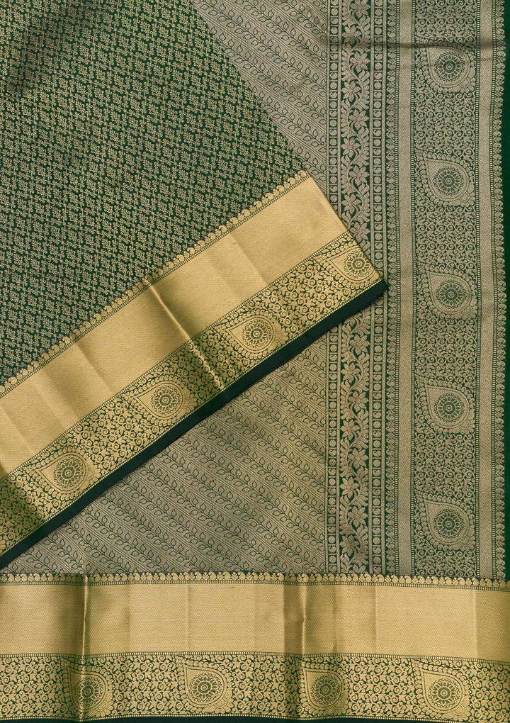 Bottle Green Zariwork Pure Silk Saree