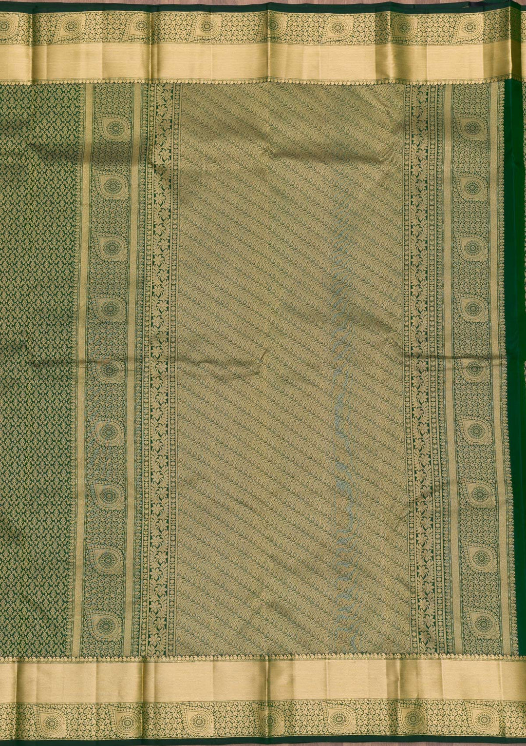 Bottle Green Zariwork Pure Silk Saree