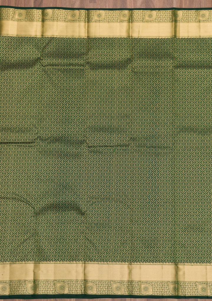 Bottle Green Zariwork Pure Silk Saree