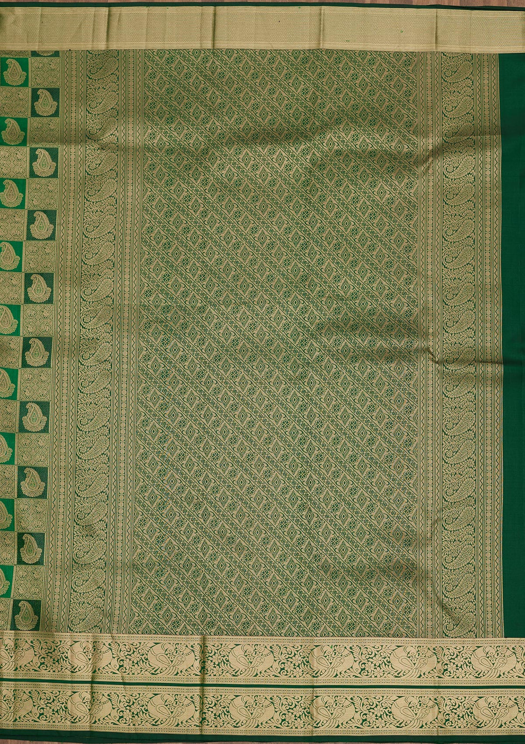 Bottle Green Zariwork Pure Silk Saree