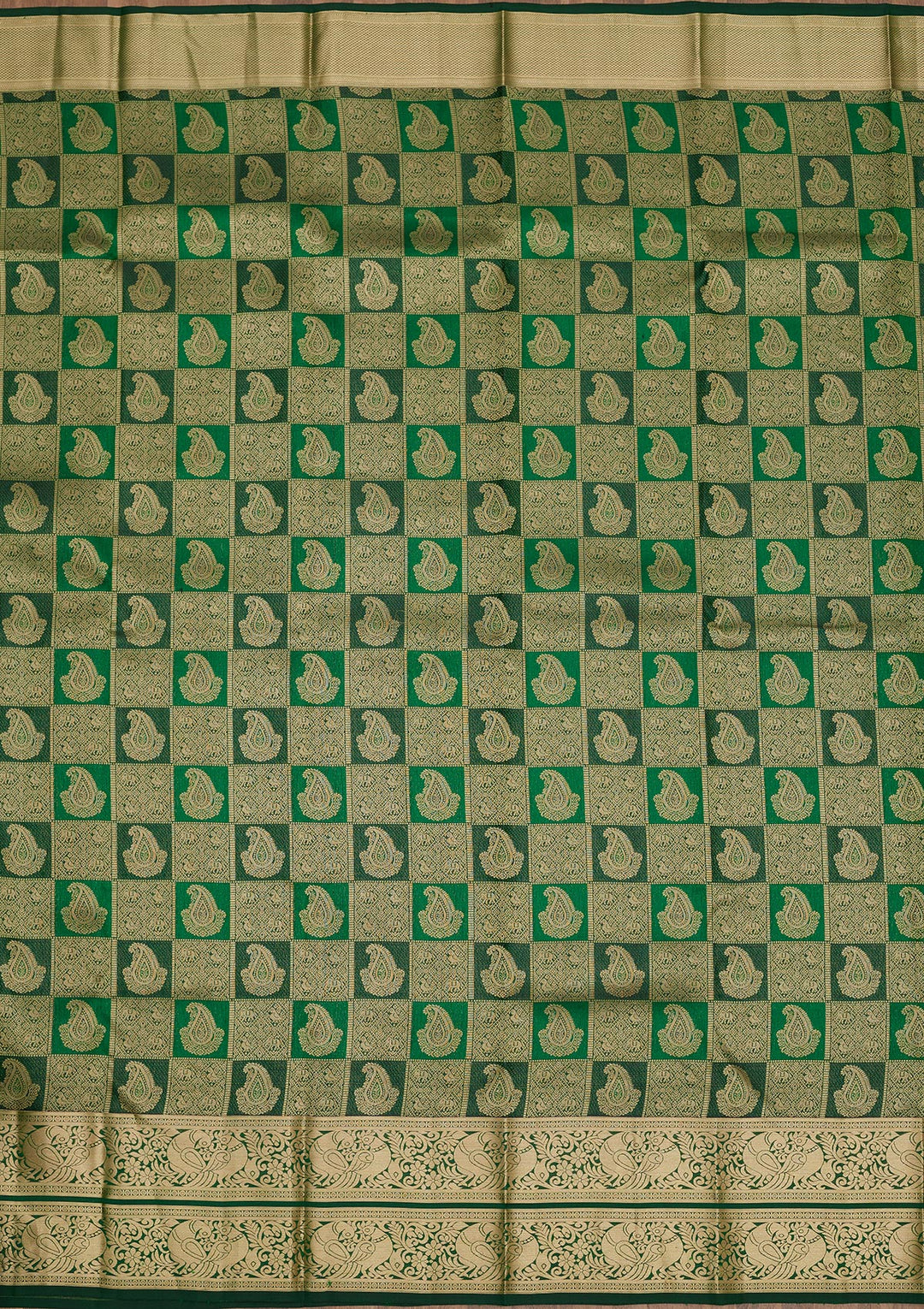 Bottle Green Zariwork Pure Silk Saree